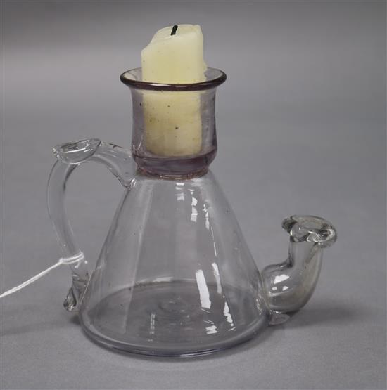 An 18th conical shaped glass jug / chamber stick
